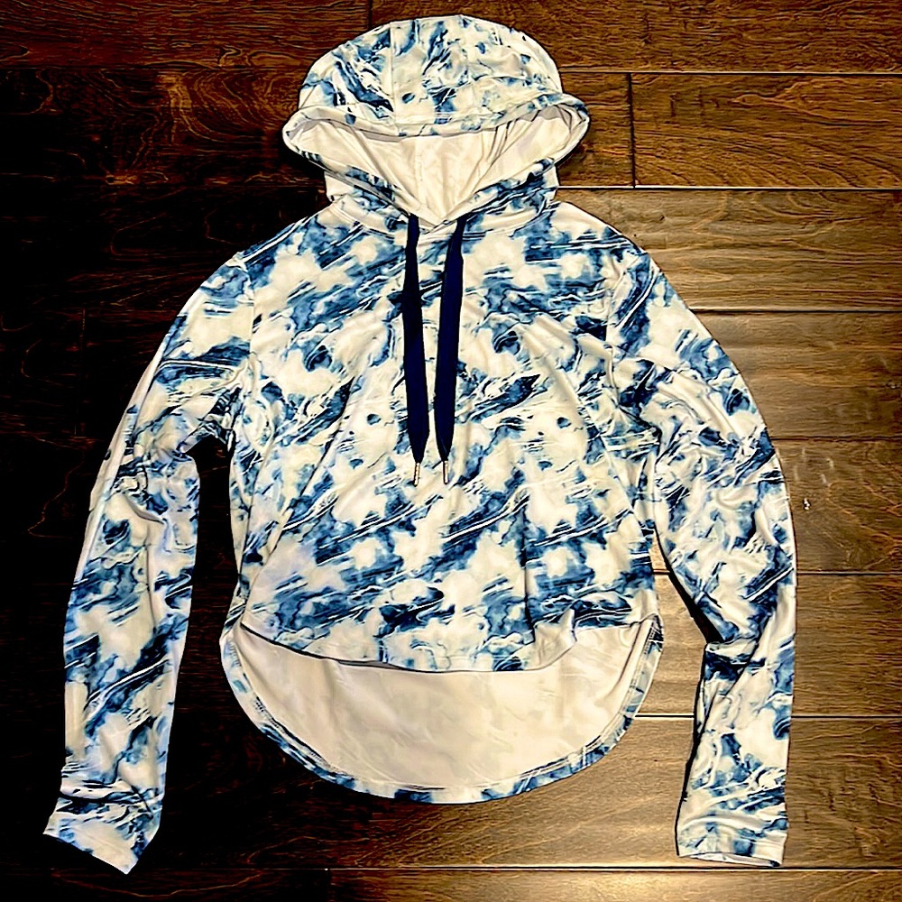Tie dye blue and white athletic top